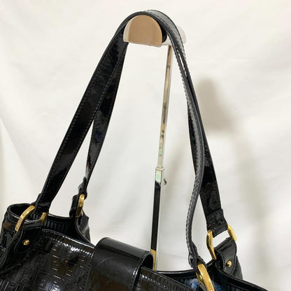 FENDI Hand Shoulder Bag Tote Purse FF Zucca Black Authentic