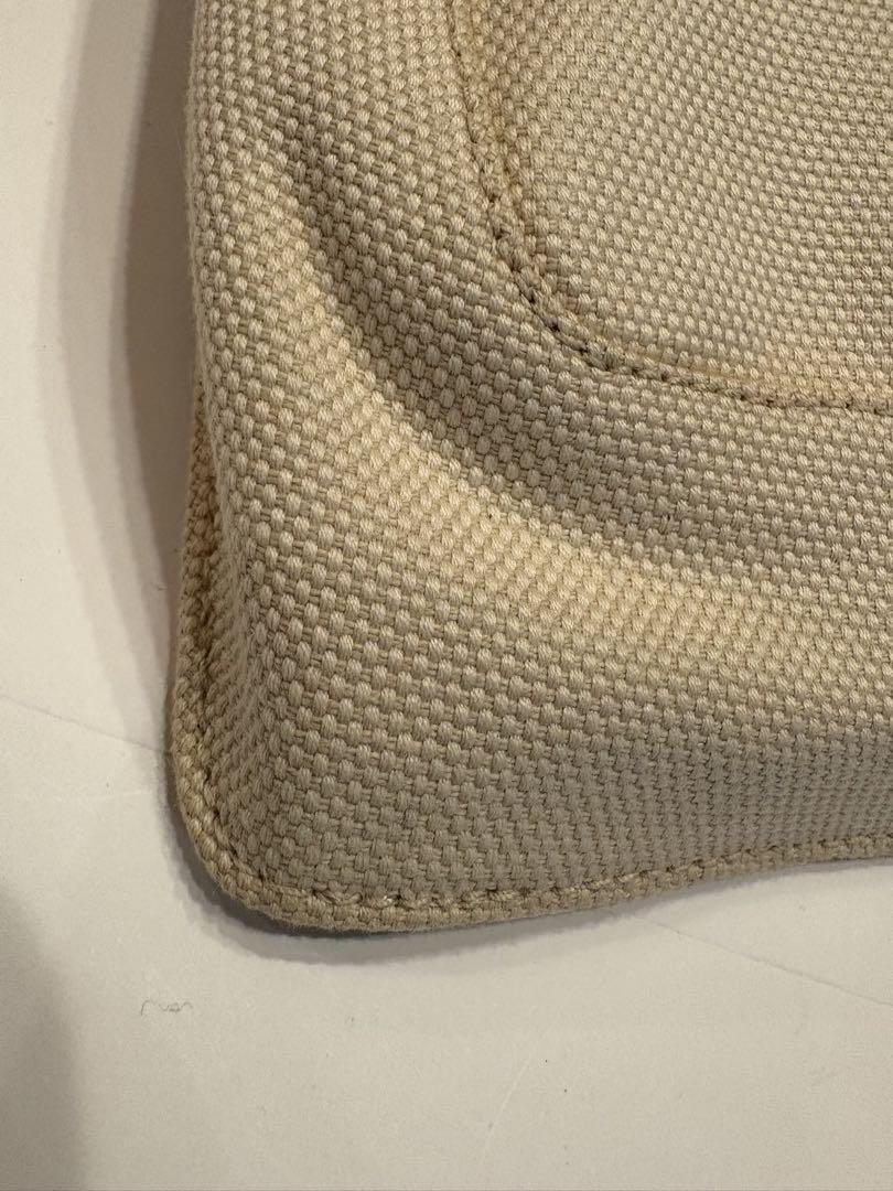 FENDI Shoulder Bag Purse FF Canvas Leather Off White Brown Beige Authentic