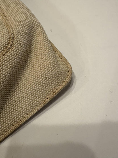 FENDI Shoulder Bag Purse FF Canvas Leather Off White Brown Beige Authentic