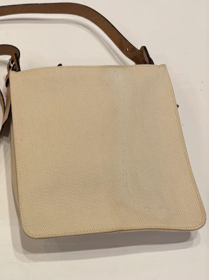 FENDI Shoulder Bag Purse FF Canvas Leather Off White Brown Beige Authentic