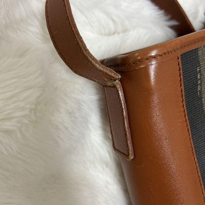 FENDI Shoulder Bag Purse FF Pecan Canvas Leather Brown Black Authentic