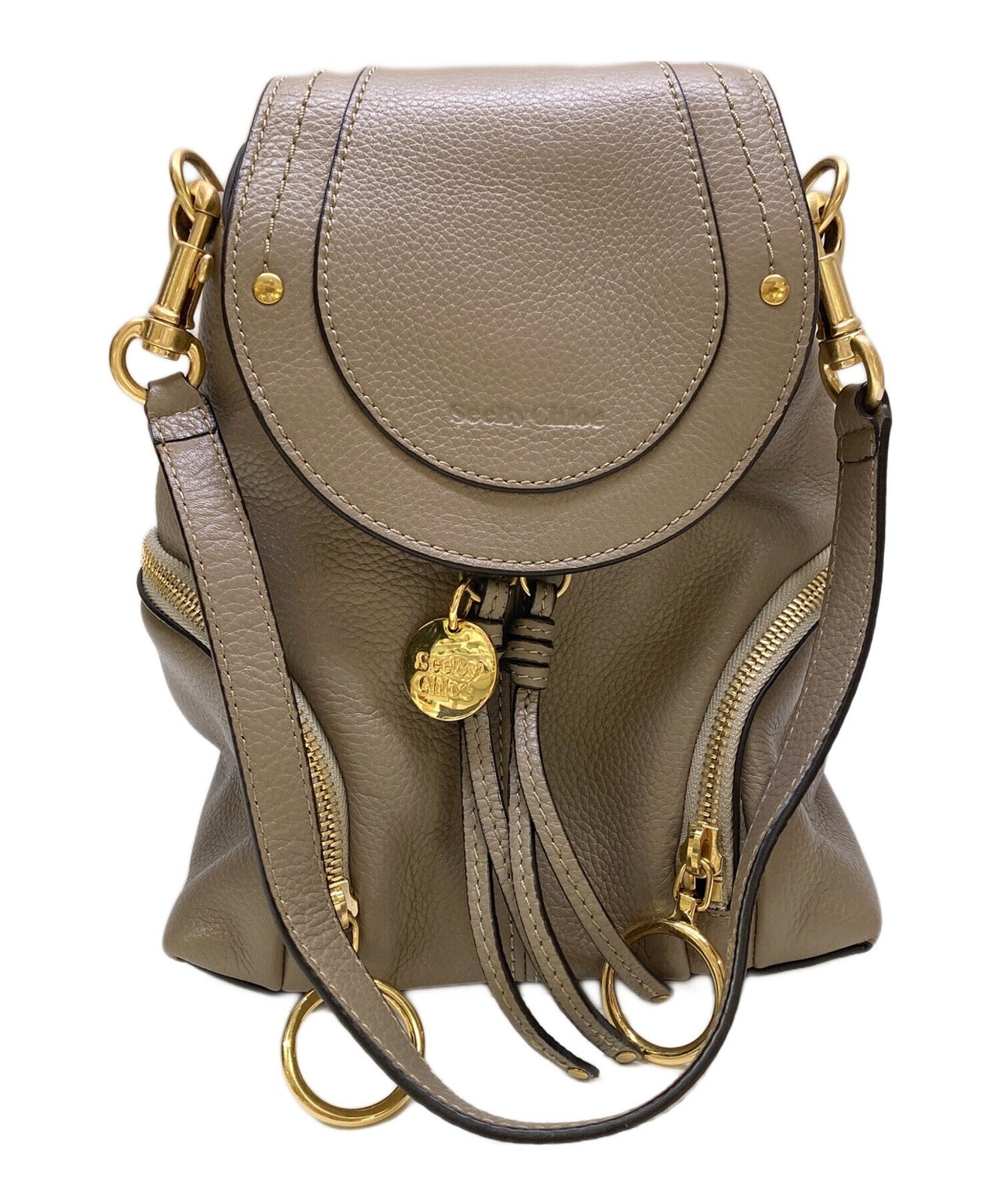 See By Chloe Backpack SMALL OLGA Leather Greige Authentic