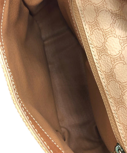 CELINE Shoulder Bag Purse OLD Macadam Beige Authentic