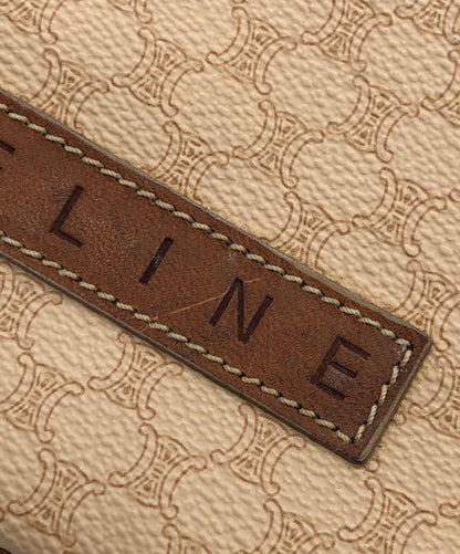 CELINE Shoulder Bag Purse OLD Macadam Beige Authentic