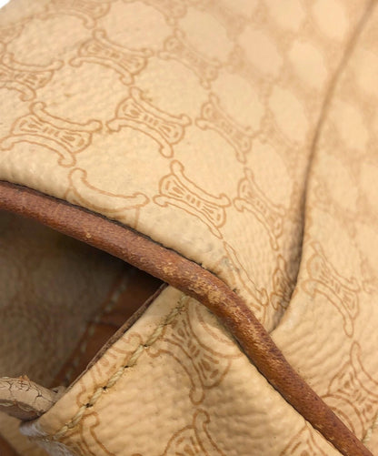 CELINE Shoulder Bag Purse OLD Macadam Beige Authentic
