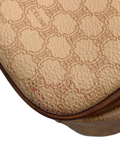 CELINE Shoulder Bag Purse OLD Macadam Beige Authentic