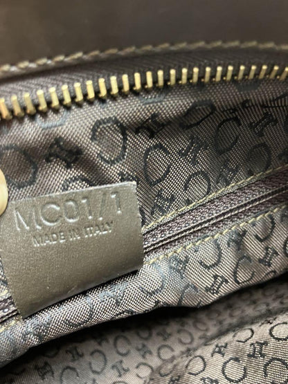 CELINE Shoulder Bag Purse C Macadam Canvas Leather Brown Off White Authentic