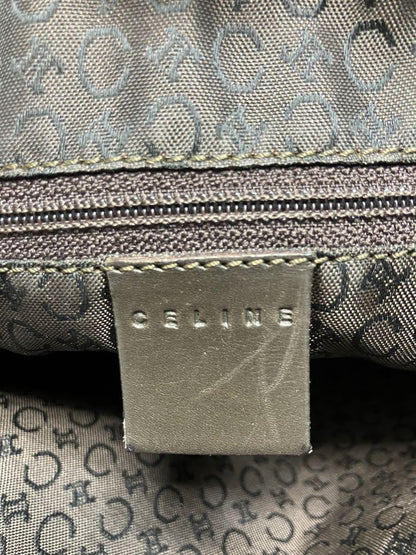 CELINE Shoulder Bag Purse C Macadam Canvas Leather Brown Off White Authentic