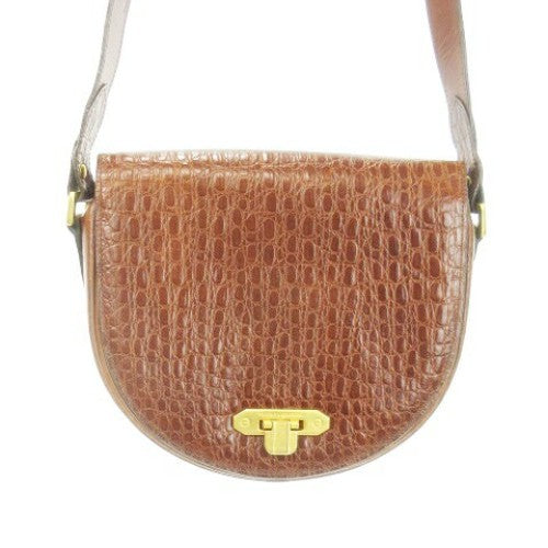 Valentino Garavani Shoulder Bag Purse Leather Brown Gold Authentic