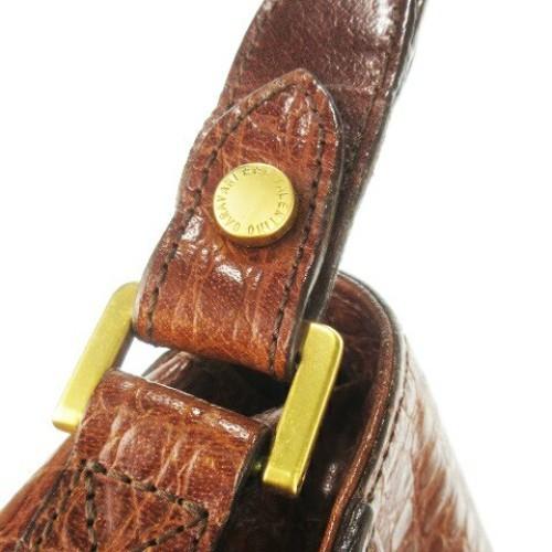 Valentino Garavani Shoulder Bag Purse Leather Brown Gold Authentic