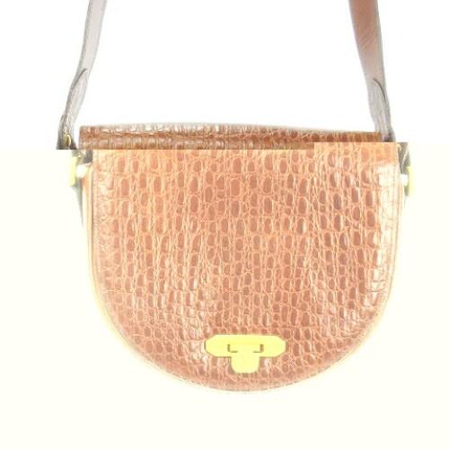 Valentino Garavani Shoulder Bag Purse Leather Brown Gold Authentic