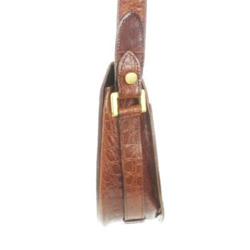 Valentino Garavani Shoulder Bag Purse Leather Brown Gold Authentic