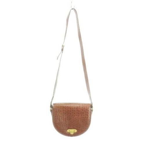 Valentino Garavani Shoulder Bag Purse Leather Brown Gold Authentic