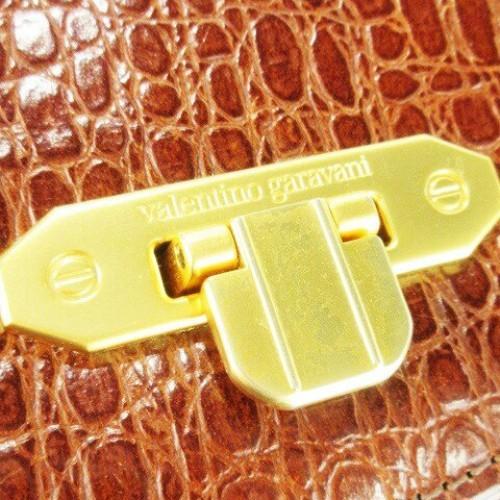 Valentino Garavani Shoulder Bag Purse Leather Brown Gold Authentic