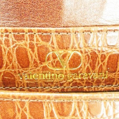 Valentino Garavani Shoulder Bag Purse Leather Brown Gold Authentic