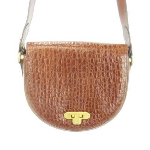 Valentino Garavani Shoulder Bag Purse Leather Brown Gold Authentic