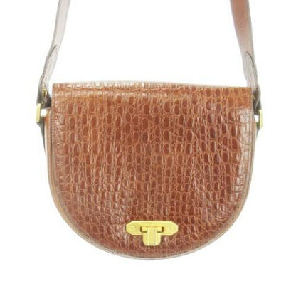 Valentino Garavani Shoulder Bag Purse Leather Brown Gold Authentic