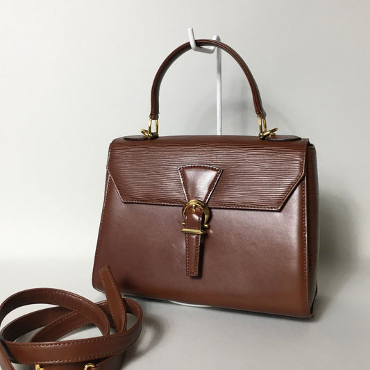 Valentino Garavani Hand Shoulder Bag Tote Purse 2way Leather Brown Authentic