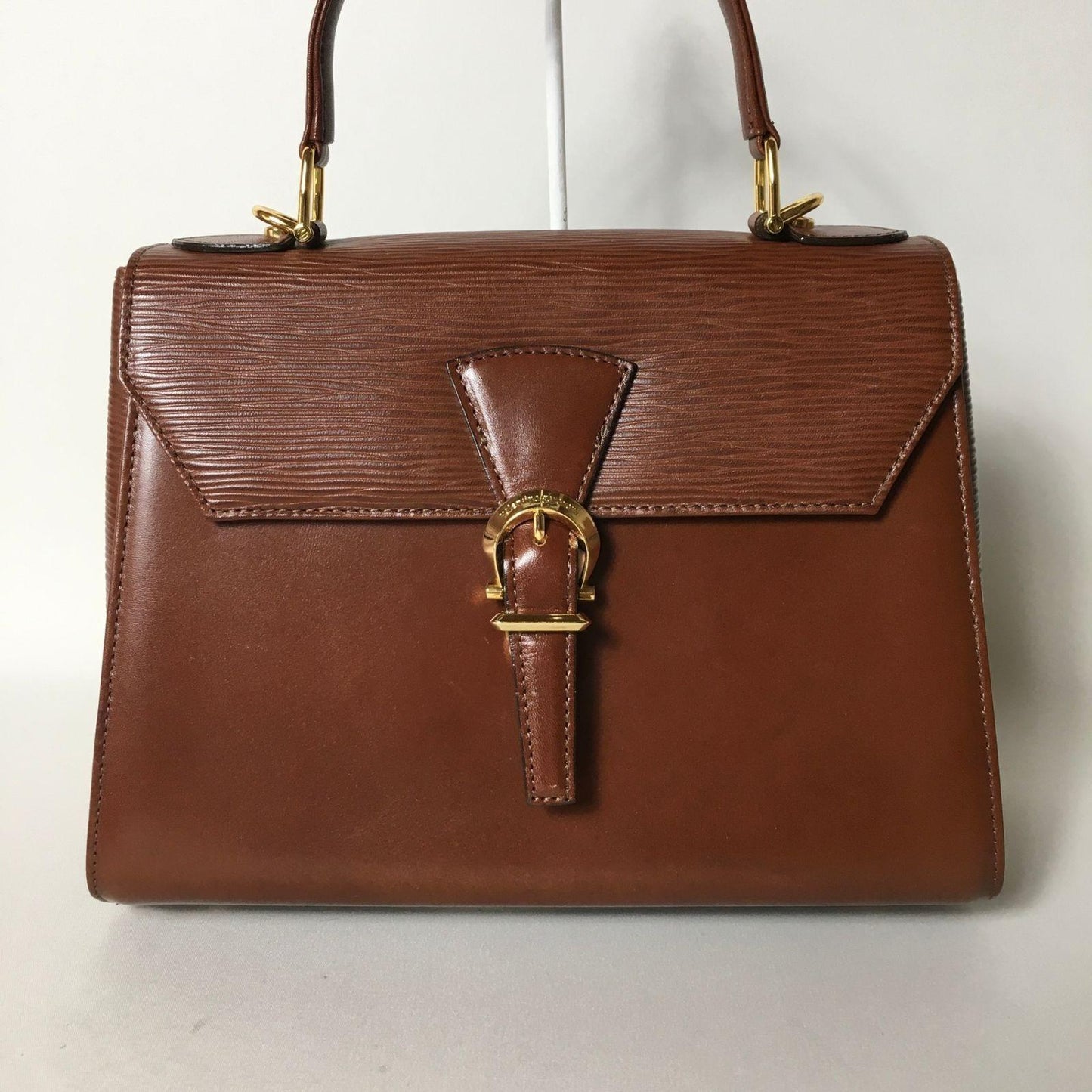 Valentino Garavani Hand Shoulder Bag Tote Purse 2way Leather Brown Authentic