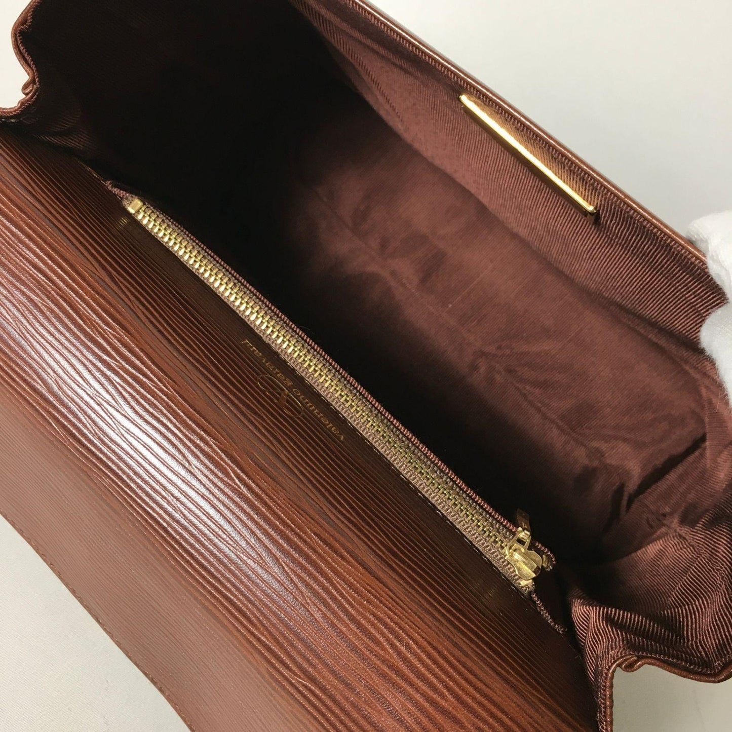 Valentino Garavani Hand Shoulder Bag Tote Purse 2way Leather Brown Authentic