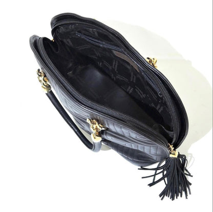 Valentino Hand Bag Tote Purse Leather Black Authentic