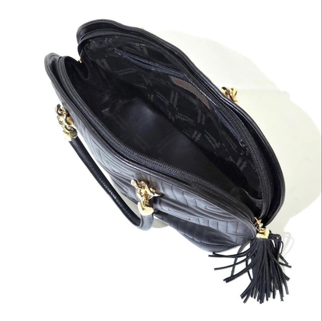 Valentino Hand Bag Tote Purse Leather Black Authentic