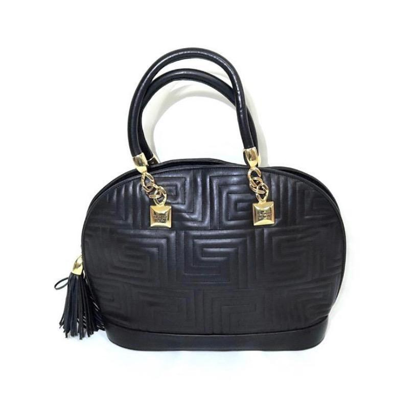 Valentino Hand Bag Tote Purse Leather Black Authentic