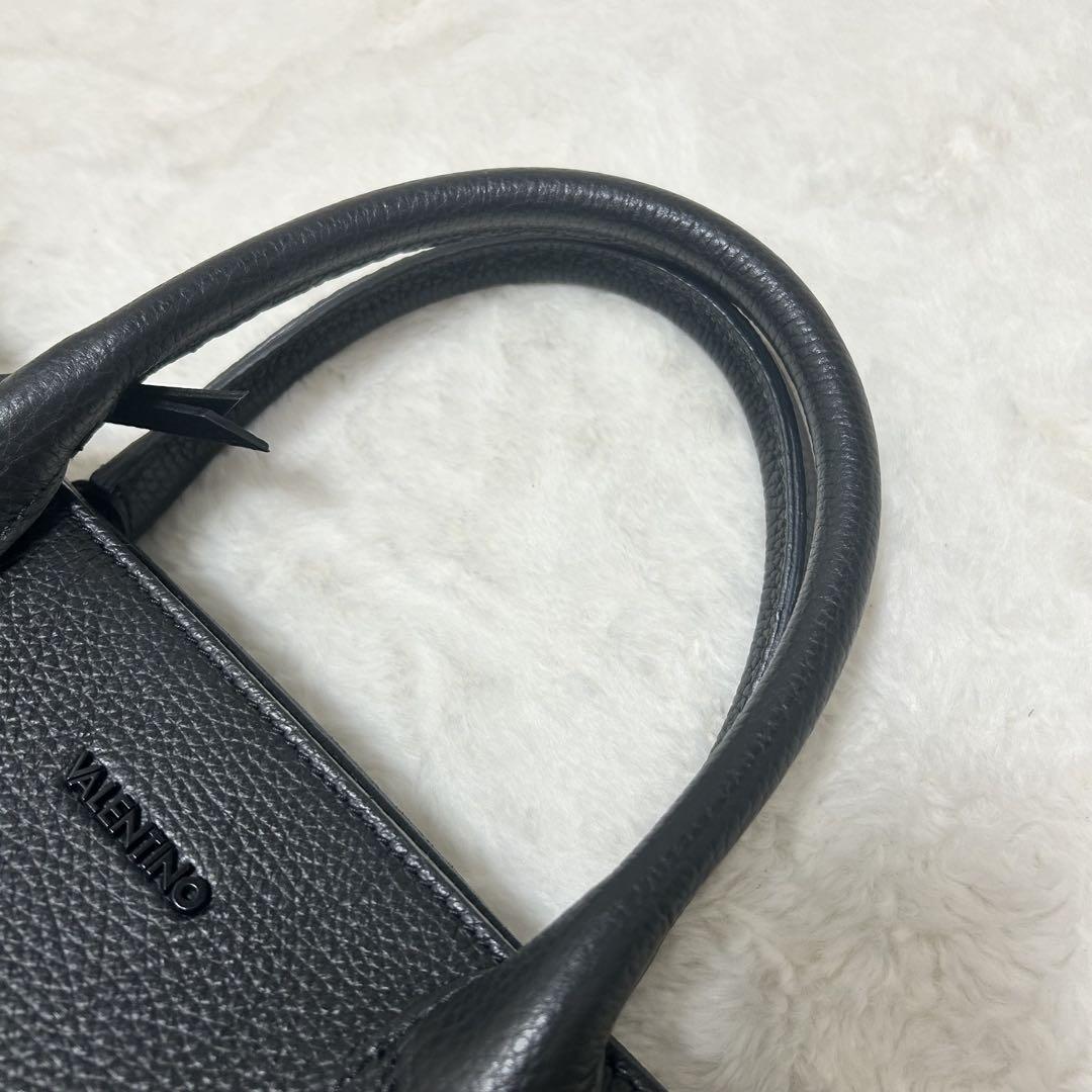 Mario Valentino Hand Shoulder Bag Tote Purse 2way Leather Black Authentic