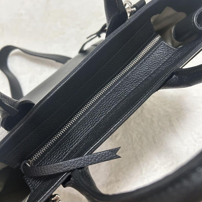 Mario Valentino Hand Shoulder Bag Tote Purse 2way Leather Black Authentic