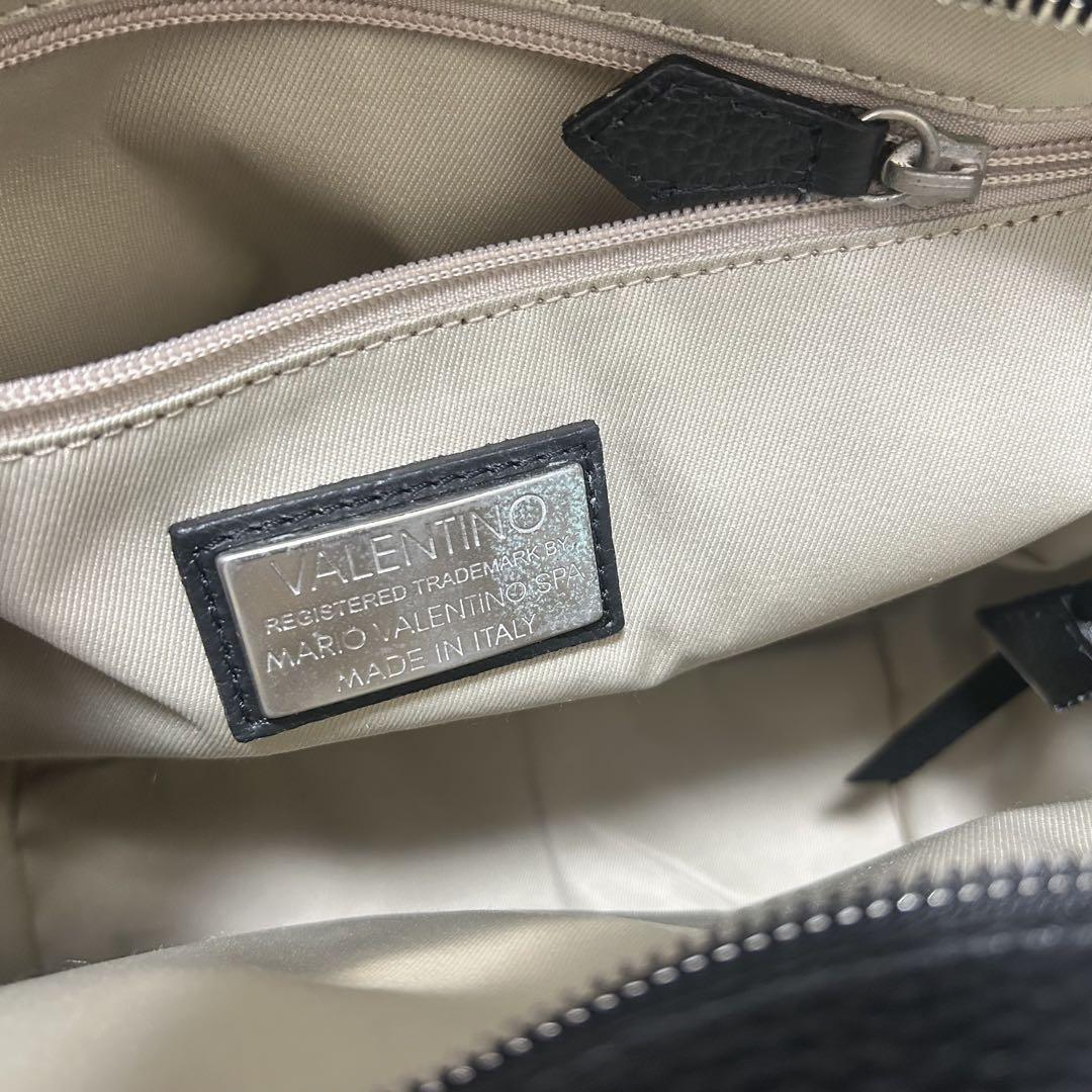 Mario Valentino Hand Shoulder Bag Tote Purse 2way Leather Black Authentic