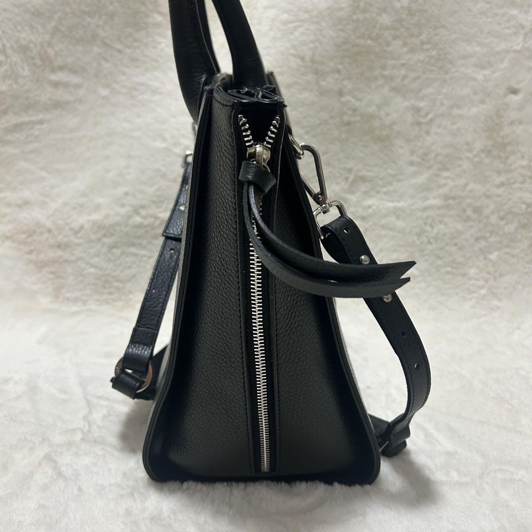 Mario Valentino Hand Shoulder Bag Tote Purse 2way Leather Black Authentic