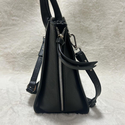 Mario Valentino Hand Shoulder Bag Tote Purse 2way Leather Black Authentic