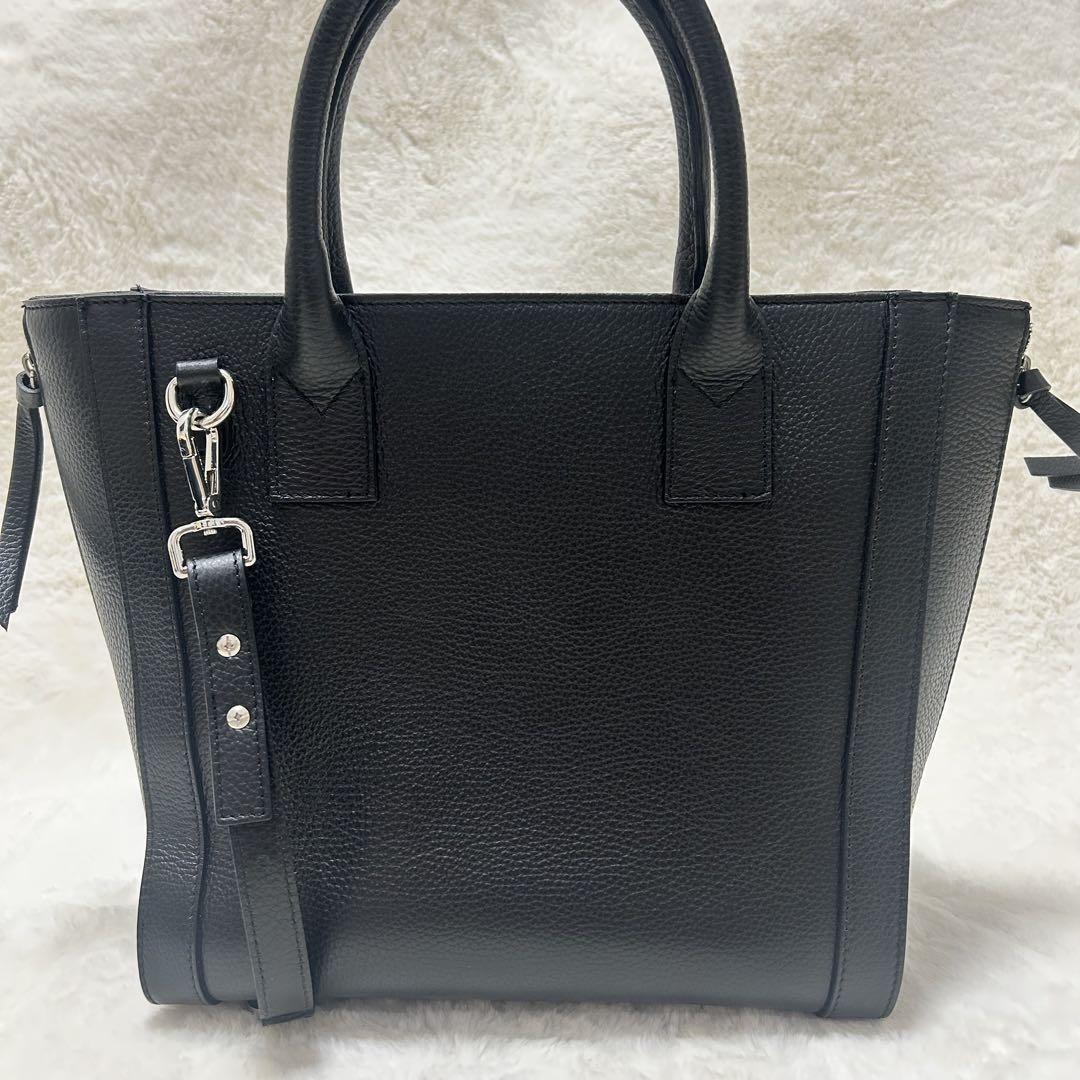 Mario Valentino Hand Shoulder Bag Tote Purse 2way Leather Black Authentic