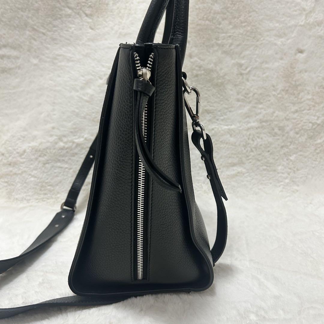 Mario Valentino Hand Shoulder Bag Tote Purse 2way Leather Black Authentic