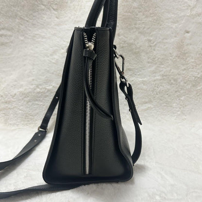 Mario Valentino Hand Shoulder Bag Tote Purse 2way Leather Black Authentic