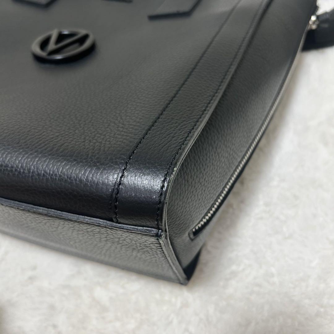 Mario Valentino Hand Shoulder Bag Tote Purse 2way Leather Black Authentic