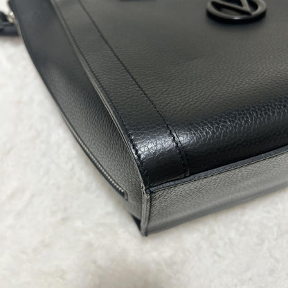 Mario Valentino Hand Shoulder Bag Tote Purse 2way Leather Black Authentic