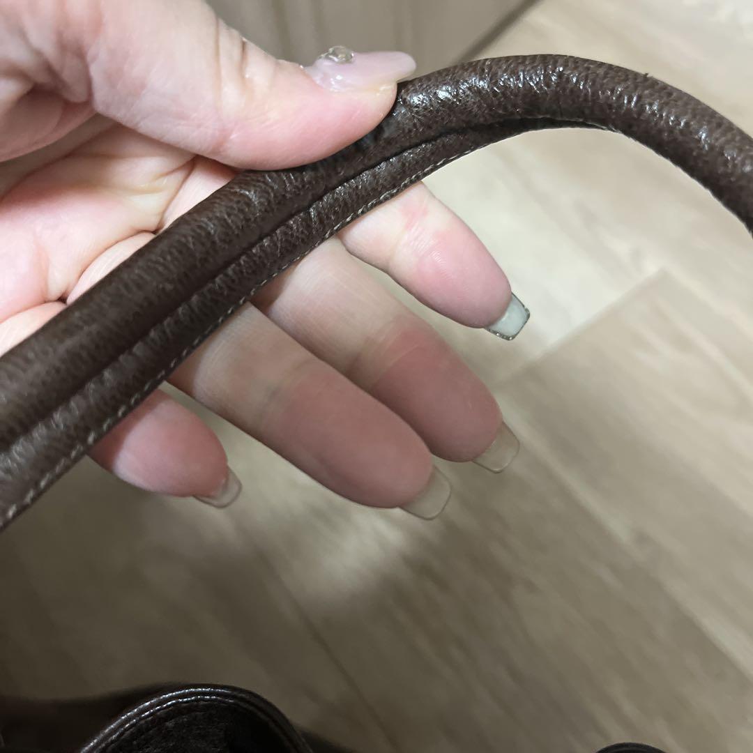 Valentino Hand Bag Tote Purse V Logo Dark Brown Authentic