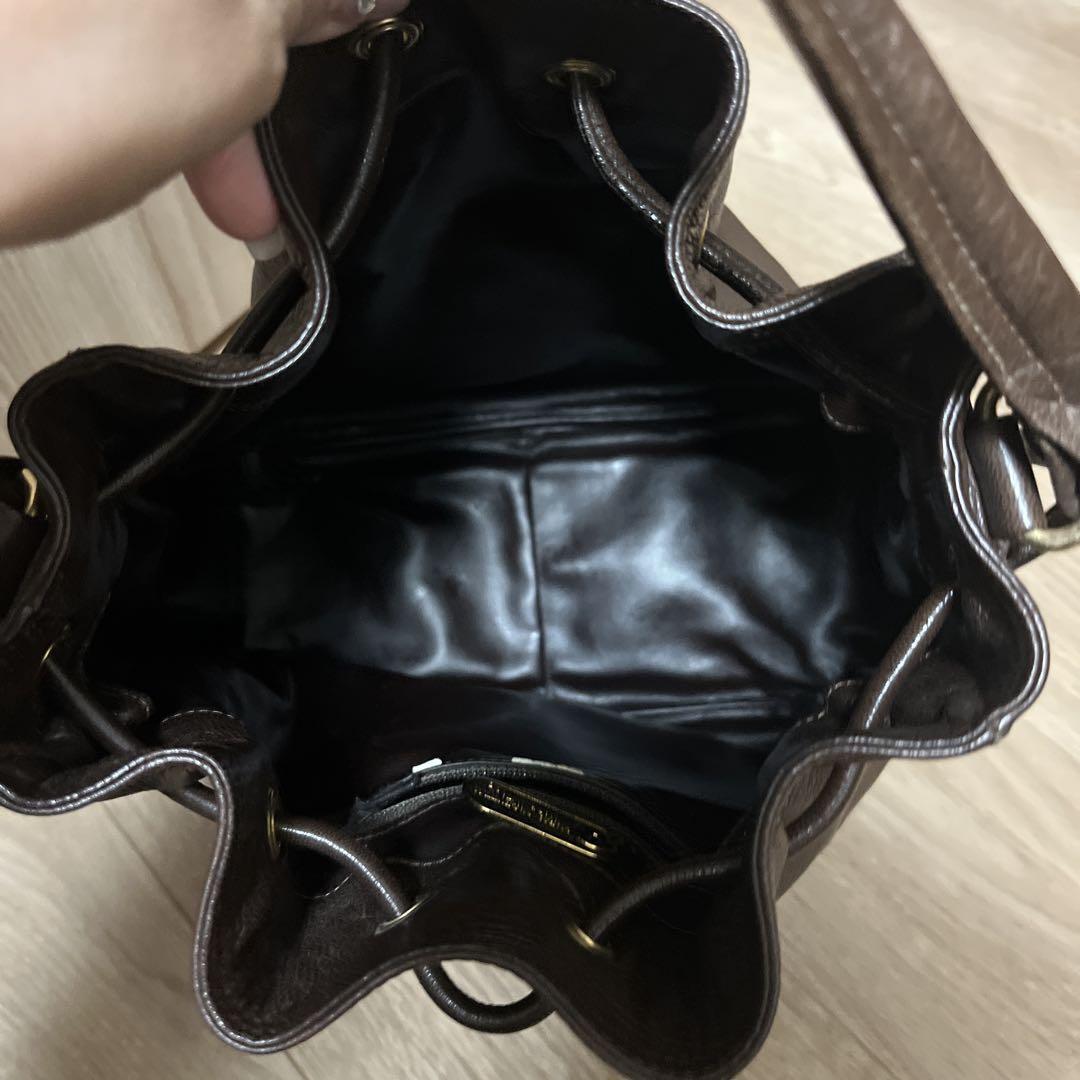 Valentino Hand Bag Tote Purse V Logo Dark Brown Authentic