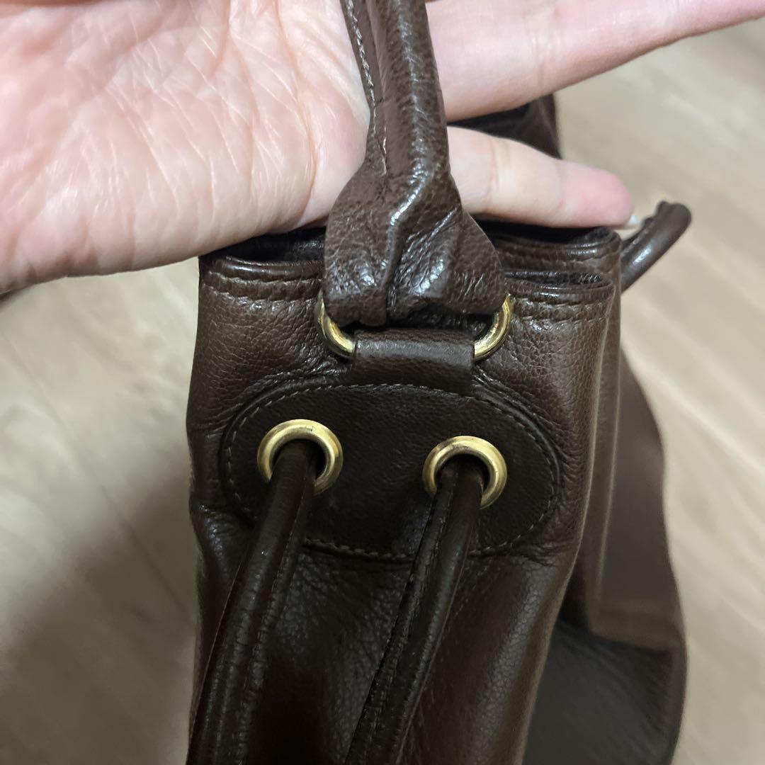 Valentino Hand Bag Tote Purse V Logo Dark Brown Authentic