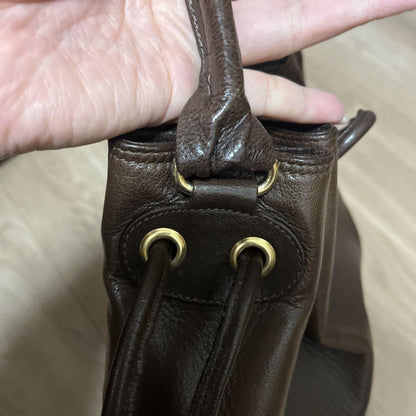 Valentino Hand Bag Tote Purse V Logo Dark Brown Authentic