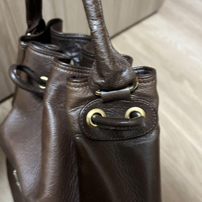 Valentino Hand Bag Tote Purse V Logo Dark Brown Authentic