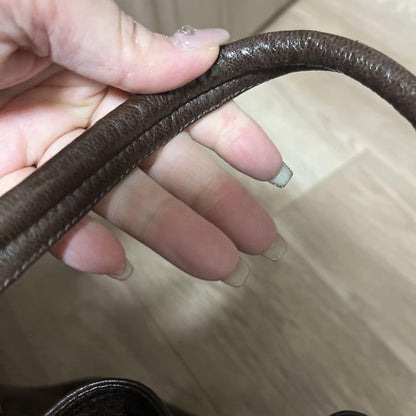 Valentino Hand Bag Tote Purse V Logo Dark Brown Authentic