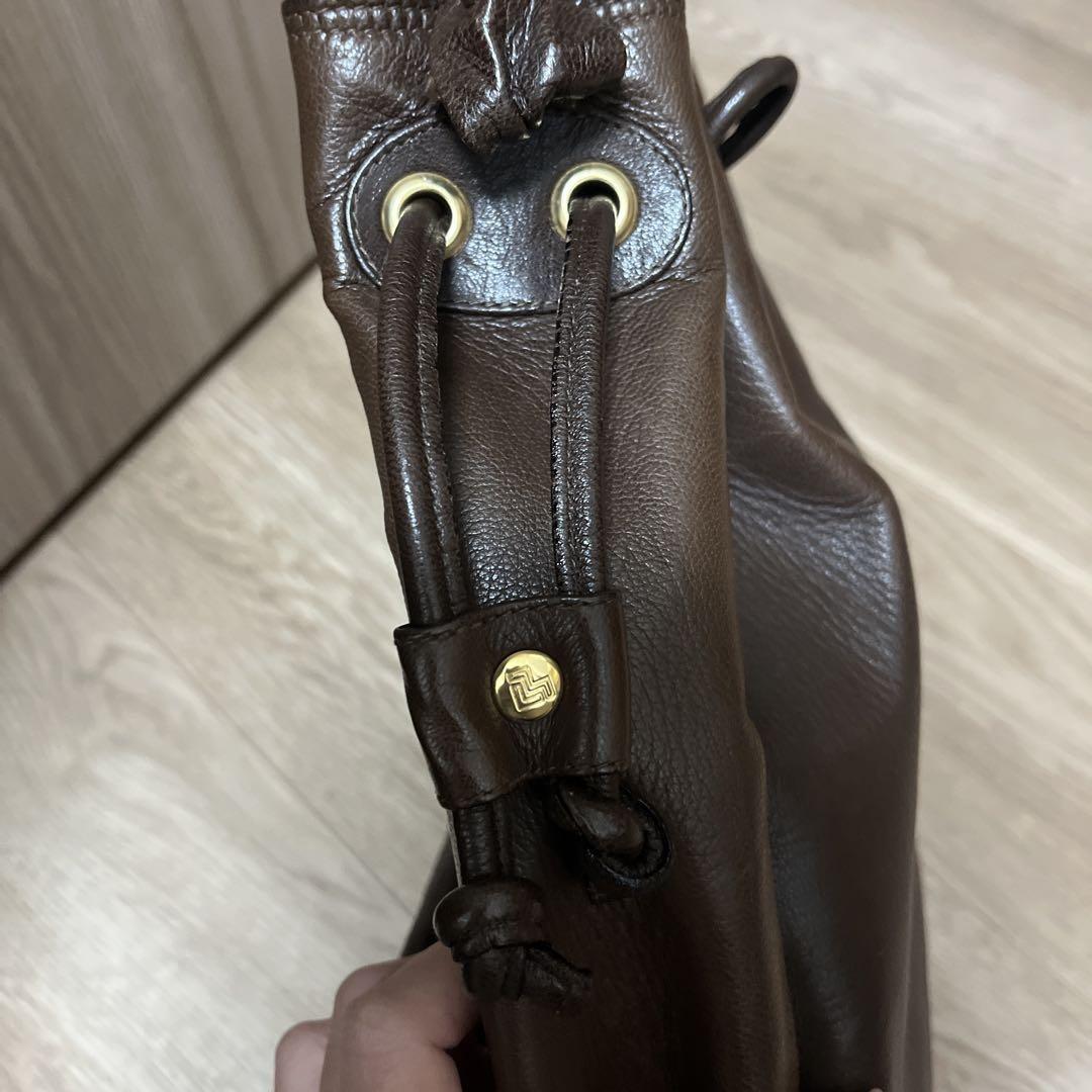 Valentino Hand Bag Tote Purse V Logo Dark Brown Authentic