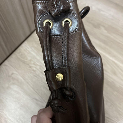 Valentino Hand Bag Tote Purse V Logo Dark Brown Authentic