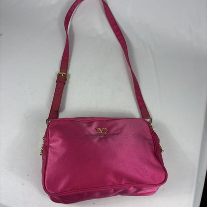Valentino Garavani sport Shoulder Bag Purse Logo Nylon Leather Pink Authentic