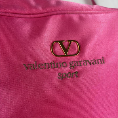 Valentino Garavani sport Shoulder Bag Purse Logo Nylon Leather Pink Authentic