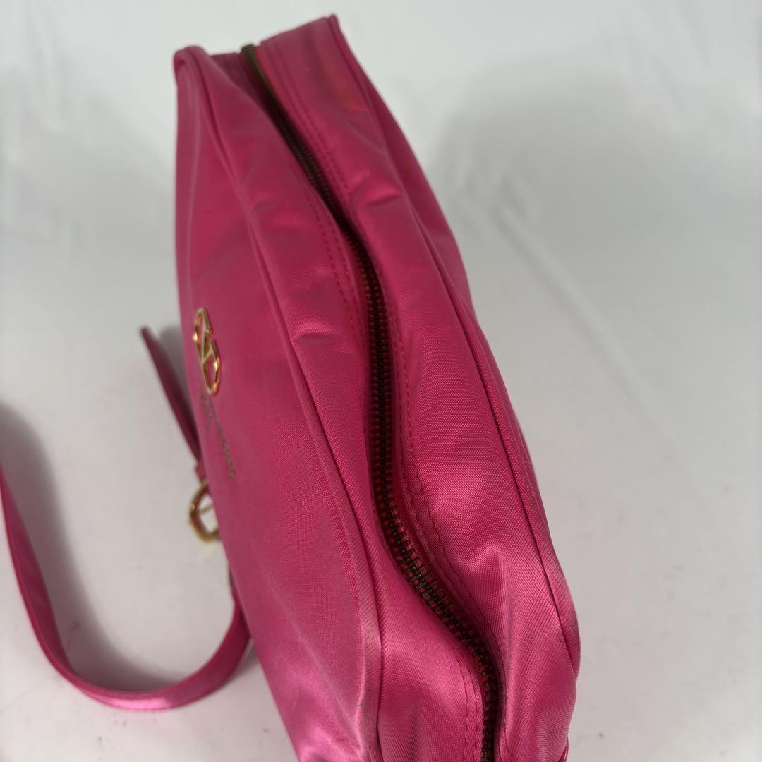 Valentino Garavani sport Shoulder Bag Purse Logo Nylon Leather Pink Authentic