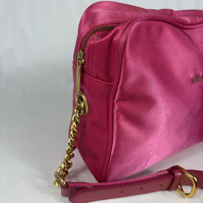 Valentino Garavani sport Shoulder Bag Purse Logo Nylon Leather Pink Authentic