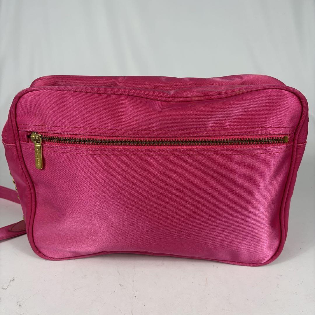 Valentino Garavani sport Shoulder Bag Purse Logo Nylon Leather Pink Authentic